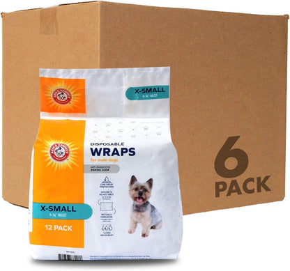 Arm & Hammer Ultra-Absorbent Dog Diapers – 12 Pack Disposable Wraps with Leak-Proof Fit & Wetness Indicator for Male & Female Pets