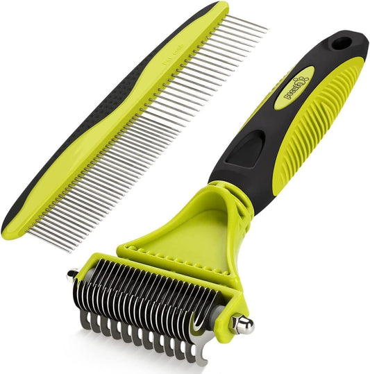 2-Pack Pet Dematting Comb & Rake – For Medium to Long-Haired Dogs & Cats